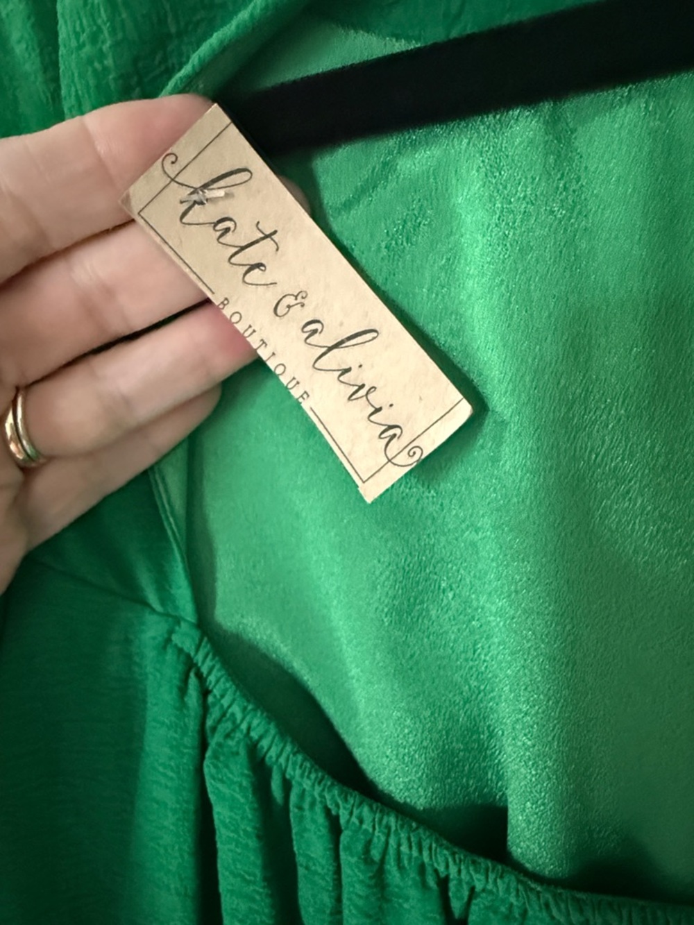 THML Emerald Green Puff-Sleeve Midi Dress - Picture 2 of 5